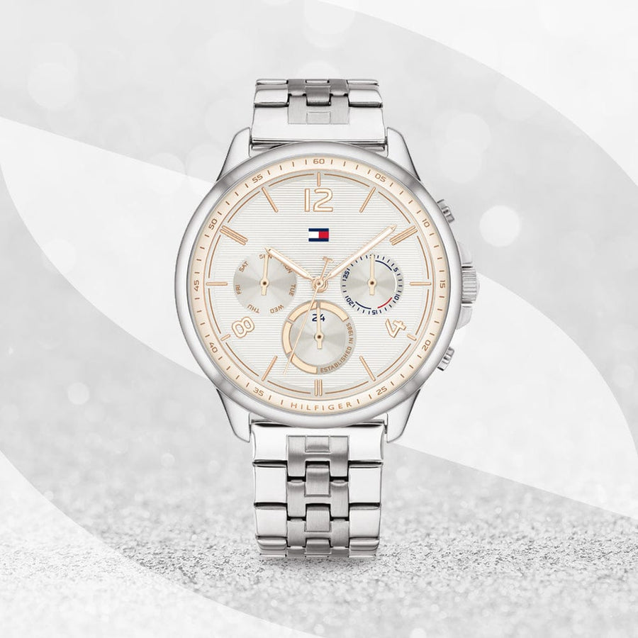 Tommy Hilfiger Harper Chronograph White Dial Silver Steel Strap Watch For Women - 1782222