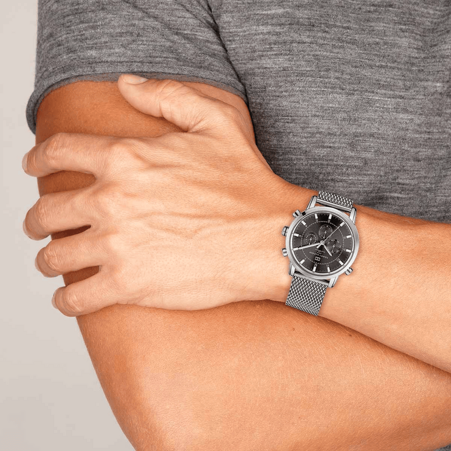 Tommy Hilfiger Harrison Quartz Grey Dial Silver Mesh Bracelet Watch for Men - 1790877
