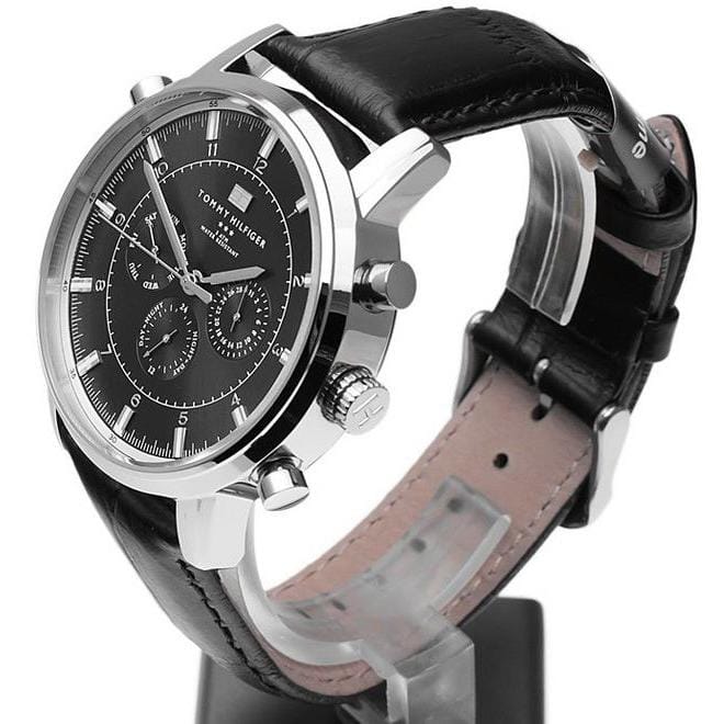 Tommy Hilfiger Harrison Chronograph Black Dial Black Leather Strap Watch for Men - 1790875
