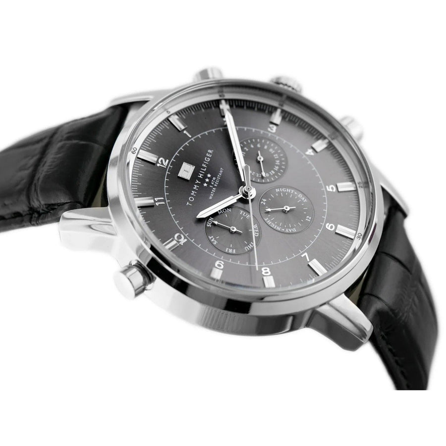 Tommy Hilfiger Harrison Chronograph Black Dial Black Leather Strap Watch for Men - 1790875
