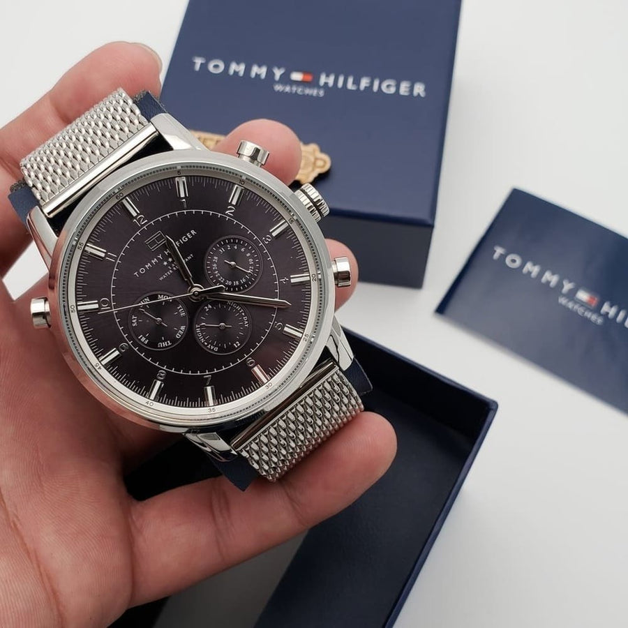 Tommy Hilfiger Harrison Quartz Grey Dial Silver Mesh Bracelet Watch for Men - 1790877