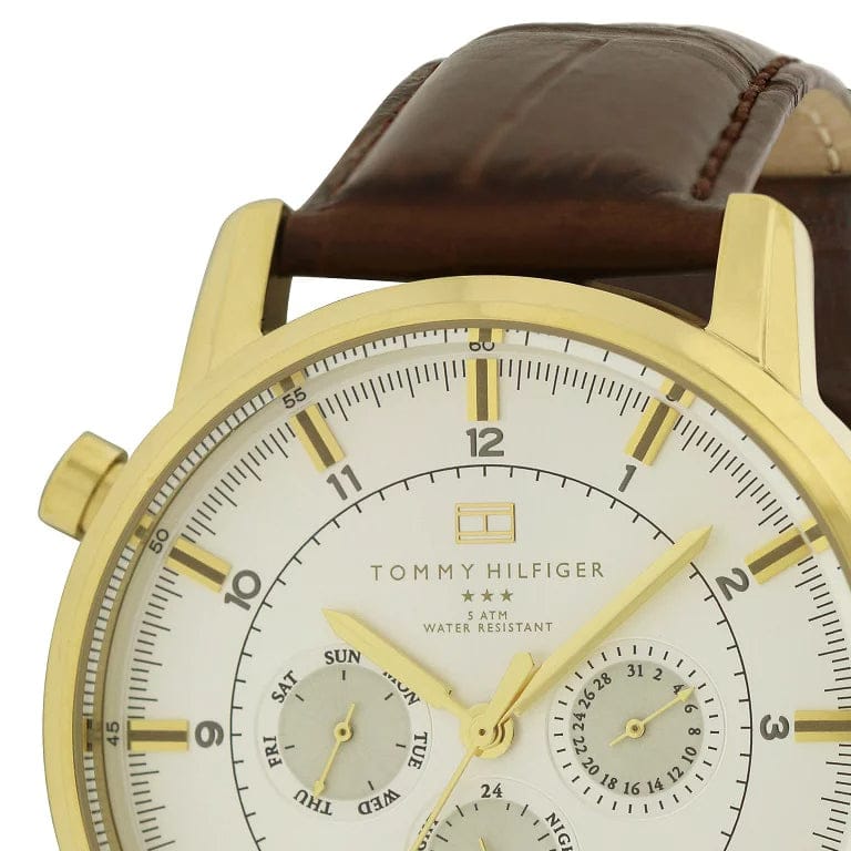 Tommy Hilfiger Harrison White Dial Brown Leather Strap Watch for Men - 1790874