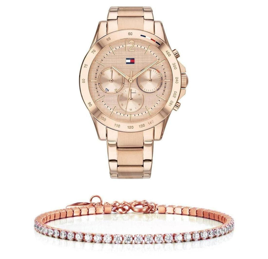 Tommy Hilfiger Haven Chronograph Rose Gold Dial Rose Gold Steel Strap Watch For Women - 1782197