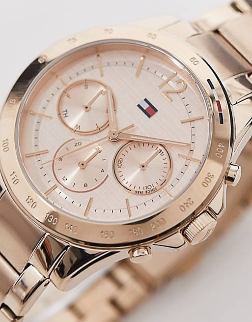 Tommy Hilfiger Haven Chronograph Rose Gold Dial Rose Gold Steel Strap Watch For Women - 1782197