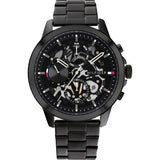 Tommy Hilfiger Henry Chronograph Black Dial Black Steel Strap Watch For Men - 1710478