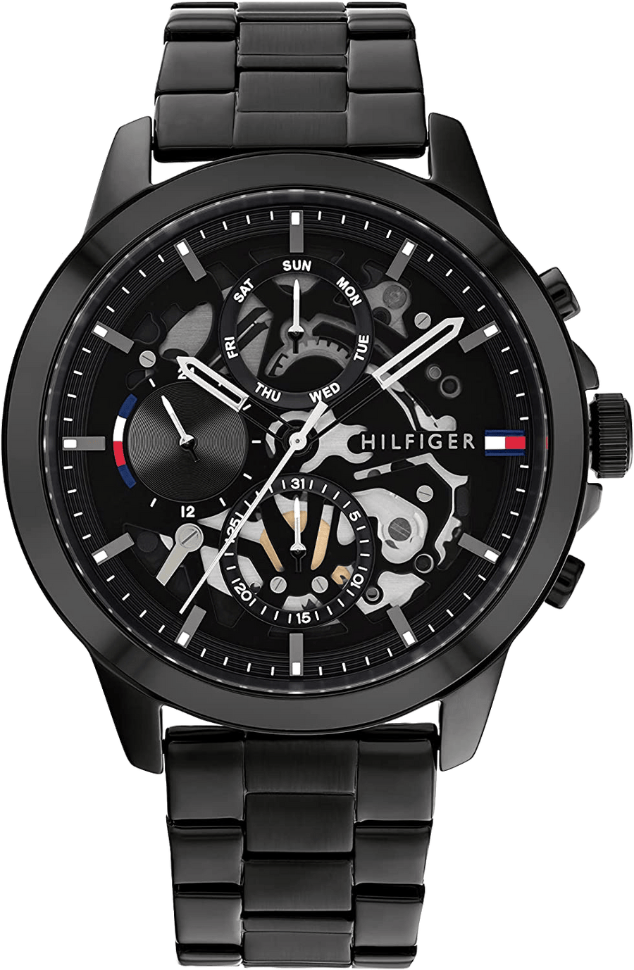 Tommy Hilfiger Henry Chronograph Black Dial Black Steel Strap Watch For Men - 1710478
