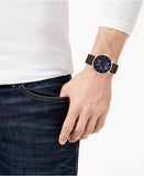Tommy Hilfiger Hunter Blue Dial Brown Leather Strap Watch for Men - 1791605