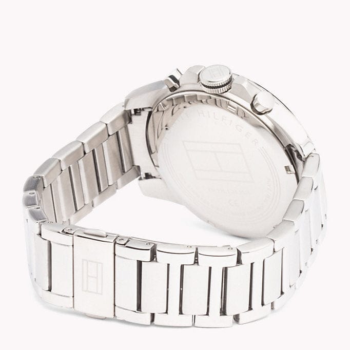 Tommy Hilfiger Iconic Quartz Black Dial Silver Steel Strap Watch for Men - 1791564