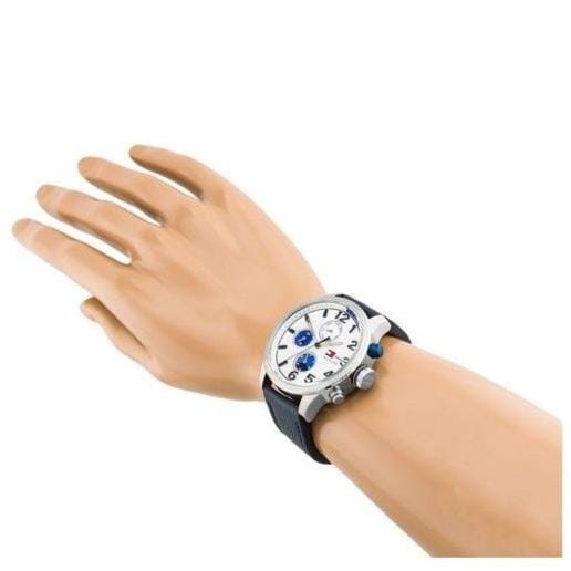 Tommy Hilfiger Jackson Silver Dial Black Leather Strap Watch for Men - 1791240