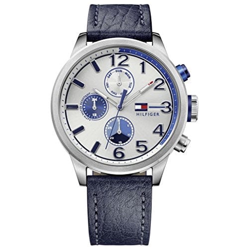 Tommy Hilfiger Jackson Silver Dial Black Leather Strap Watch for Men - 1791240