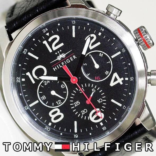 Tommy Hilfiger Jake Chronograph Black Dial Black Leather Strap Watch for Men - 1791232
