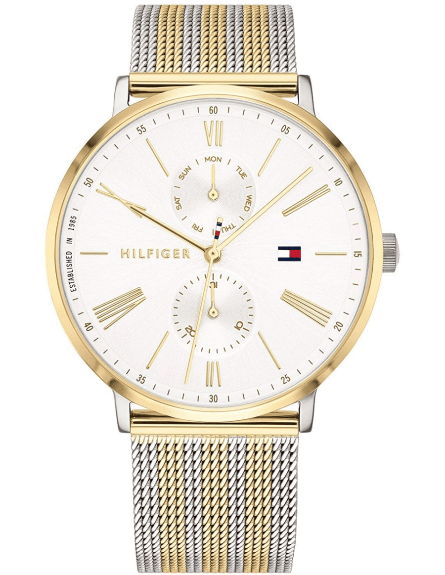 Tommy Hilfiger Jenna Quartz White Dial Two Tone Mesh Bracelet Watch for Women  - 1782074
