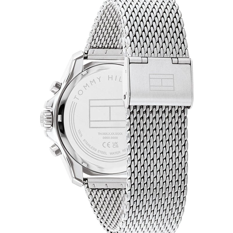 Tommy Hilfiger Jordan Chronograph Black Dial Silver Mesh Strap Watch For Men - 1792092