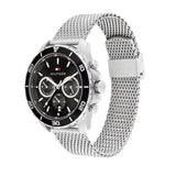 Tommy Hilfiger Jordan Chronograph Black Dial Silver Mesh Strap Watch For Men - 1792092