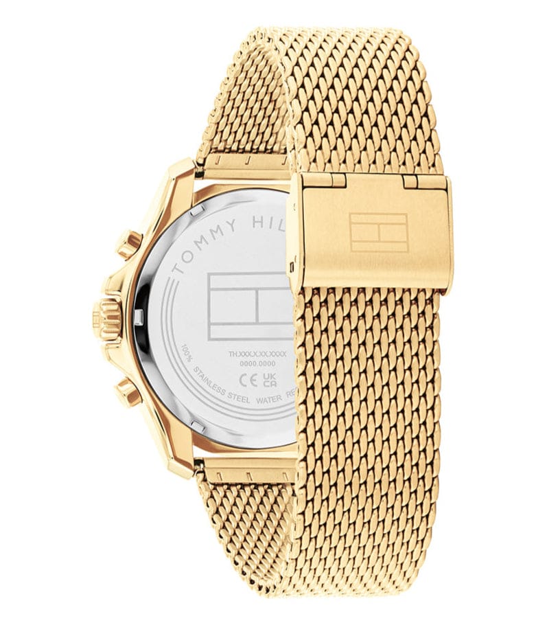 Tommy Hilfiger Jordan Chronograph Green Dial Gold Mesh Strap Watch For Men - 1792093