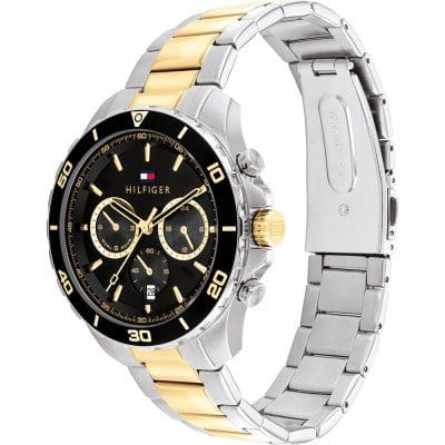 Tommy Hilfiger Jordon Chronograph Black Dial Two Tone Steel Strap Watch For Men - 1792095