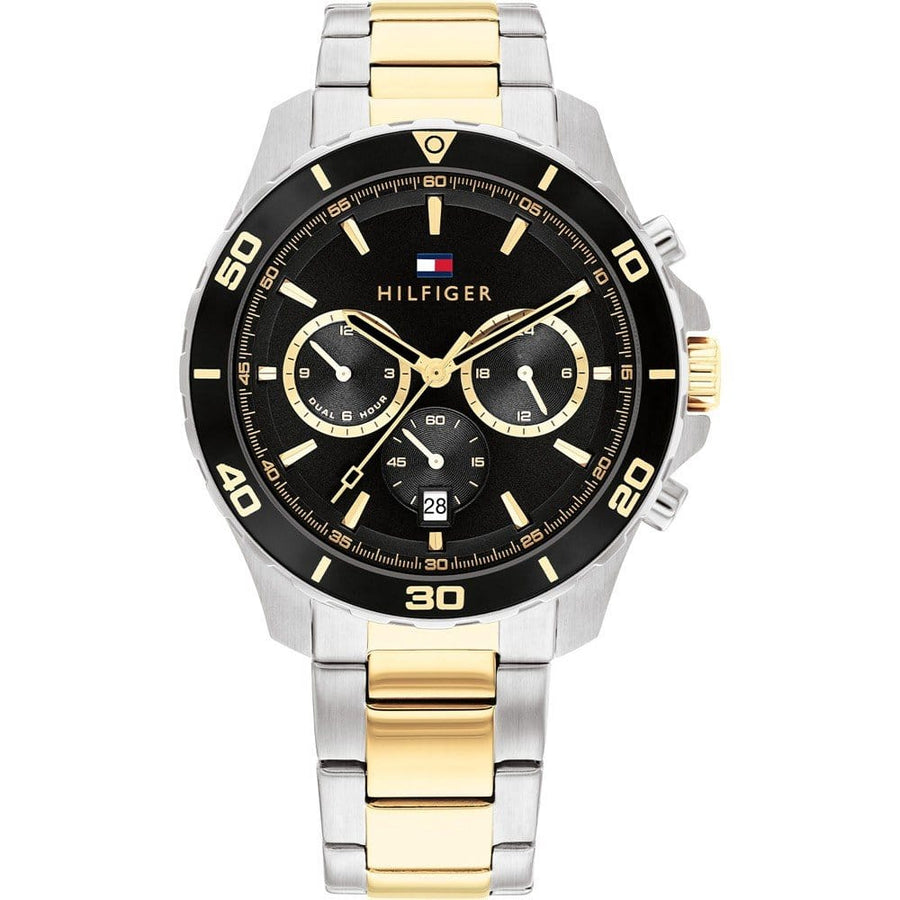 Tommy Hilfiger Jordon Chronograph Black Dial Two Tone Steel Strap Watch For Men - 1792095