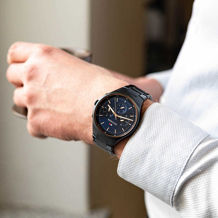 Tommy Hilfiger Justin Chronograph Blue Dial Blue Steel Strap Watch For Men - 1792058