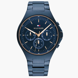 Tommy Hilfiger Justin Chronograph Blue Dial Blue Steel Strap Watch For Men - 1792058