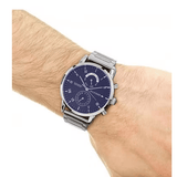 Tommy Hilfiger Kane Blue Dial Silver Steel Strap Watch for Men - 1710401