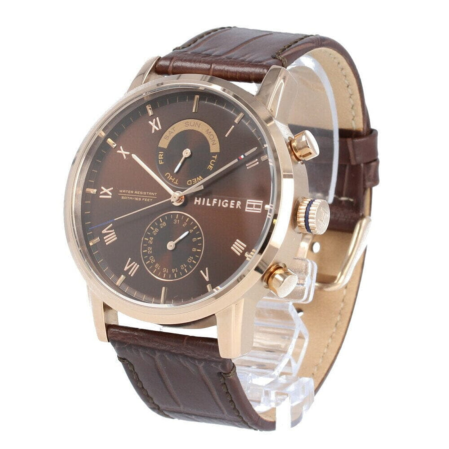 Tommy Hilfiger Kane Brown Dial Brown Leather Strap Watch for Men - 1710400