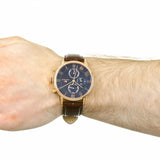 Tommy Hilfiger Kane Chronograph Blue Dial Brown Leather Strap Watch for Men - 1791399