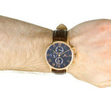 Tommy Hilfiger Kane Chronograph Blue Dial Brown Leather Strap Watch for Men - 1791399