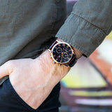 Tommy Hilfiger Kane Chronograph Blue Dial Brown Leather Strap Watch for Men - 1791399