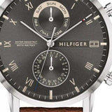 Tommy Hilfiger Kane Grey Dial Brown Leather Strap Watch for Men - 1710398