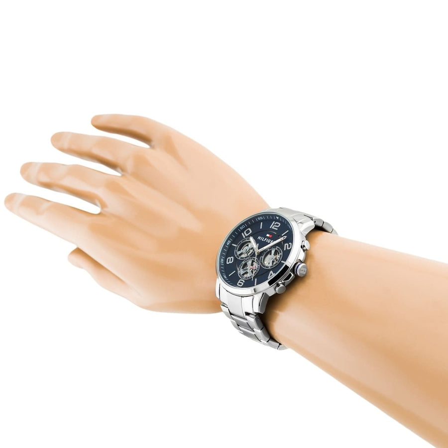 Tommy Hilfiger Keagan Blue Dial Silver Steel Strap Watch for Men - 1791293