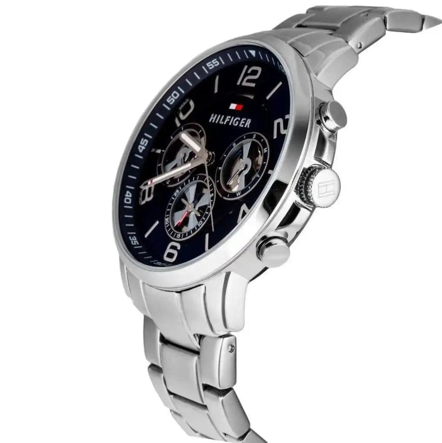 Tommy Hilfiger Keagan Blue Dial Silver Steel Strap Watch for Men - 1791293