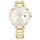 Tommy Hilfiger Angela White Dial Gold Steel Strap Watch for Women - 1782128