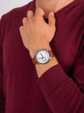 Tommy Hilfiger Landon Chronograph White Dial Brown Leather Strap Watch for Men - 1791531