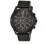 Tommy Hilfiger Lars Chronograph Black Dial Black Leather Strap Watch For Men - 1792062