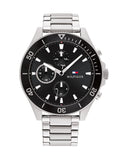 Tommy Hilfiger Larson Multifunction Black Dial Silver Steel Strap Watch For Men - 1791916