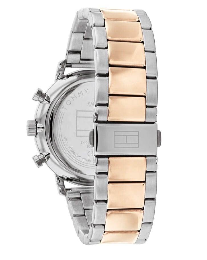 Tommy Hilfiger Legend Chronograph Black Dial Two Tone Steel Strap Watch For Men - 1710570