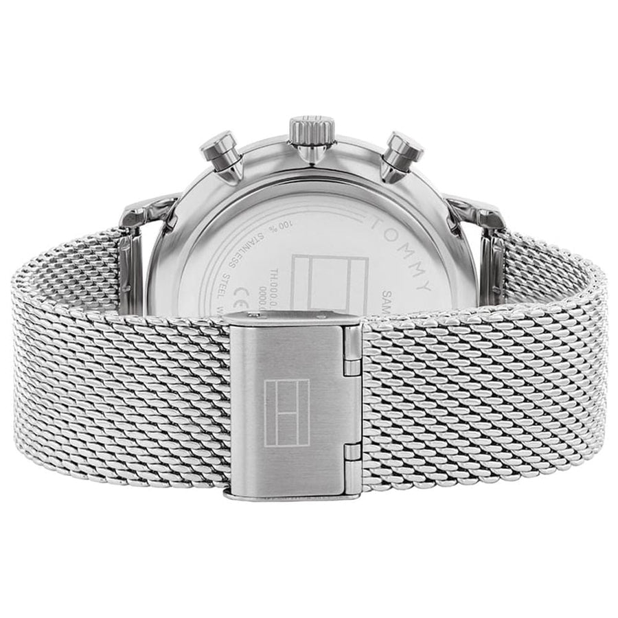 Tommy Hilfiger Legend Chronograph Green Dial Silver Mesh Bracelet Watch For Men - 1710567