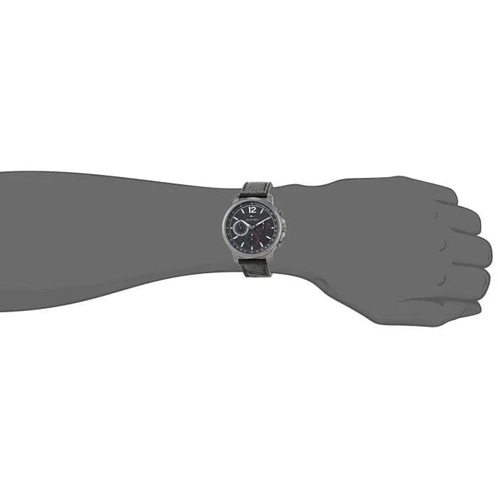 Tommy Hilfiger London Chronograph Grey Dial Black Leather Strap Watch for Men - 1791533