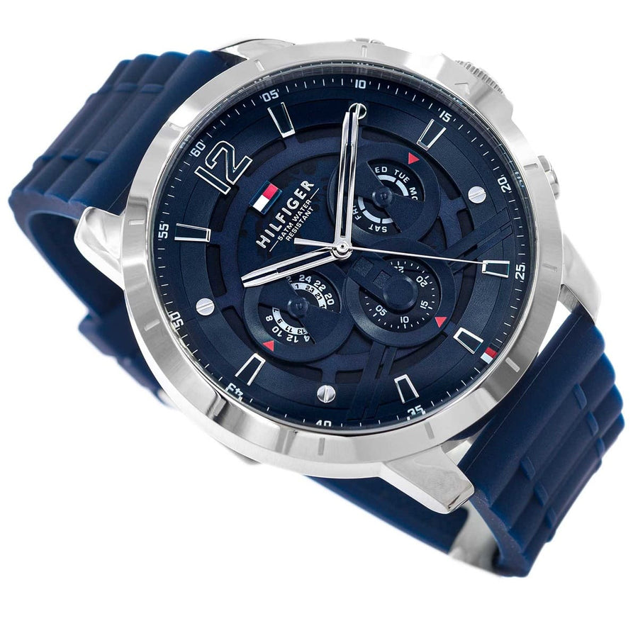Tommy Hilfiger Luca Chronograph Blue Dial Blue Silicone Strap Watch For Men - 1710489