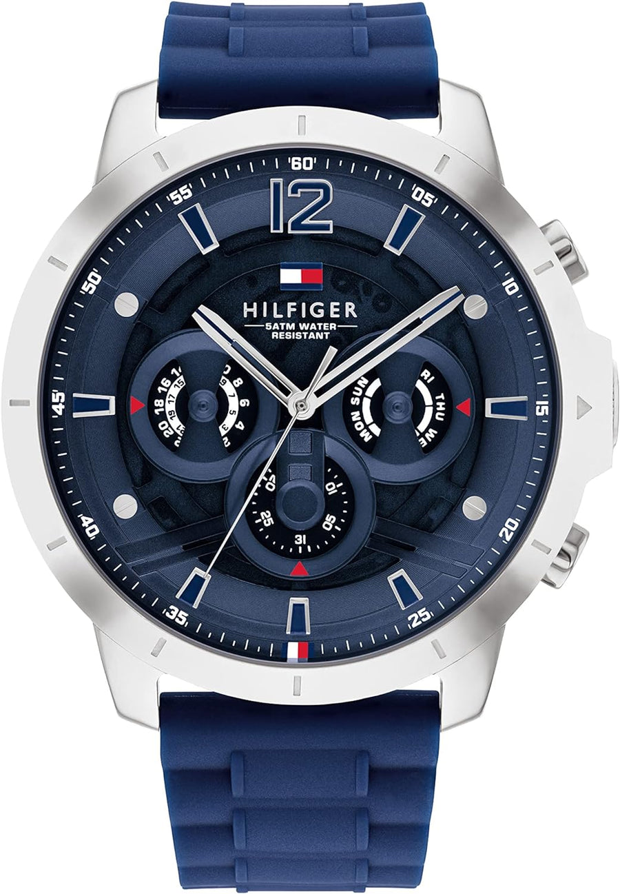 Tommy Hilfiger Luca Chronograph Blue Dial Blue Silicone Strap Watch For Men - 1710489