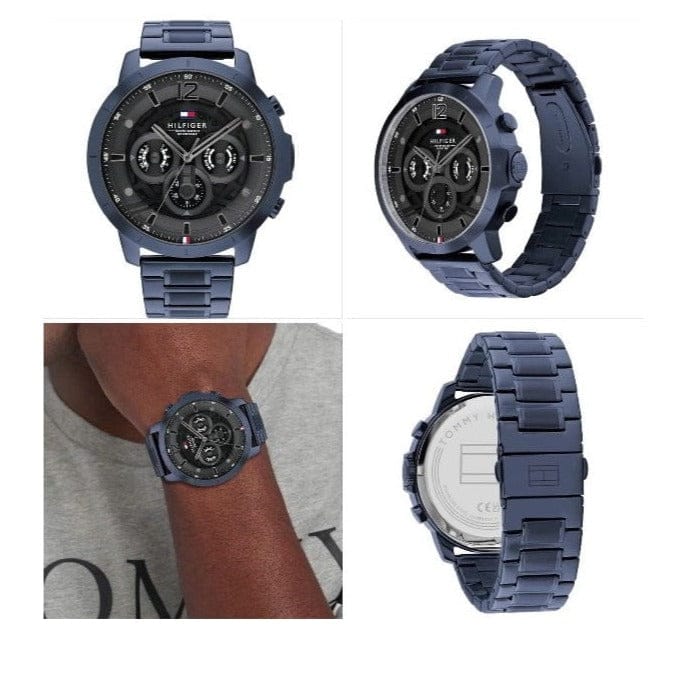 Tommy Hilfiger Luca Chronograph Grey Dial Blue Steel Strap Watch For Men - 1710493