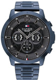 Tommy Hilfiger Luca Chronograph Grey Dial Blue Steel Strap Watch For Men - 1710493