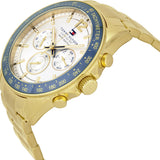 Tommy Hilfiger Luke Chronograph White Dial Gold Steel Strap Watch for Men - 1791121