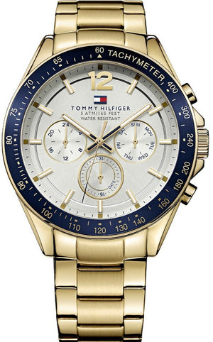 Tommy Hilfiger Luke Chronograph White Dial Gold Steel Strap Watch for Men - 1791121