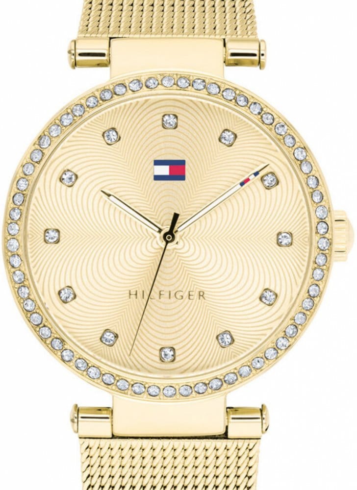 Tommy Hilfiger Lynn Quartz Gold Dial Gold Mesh Bracelet Watch For Women - 1781864