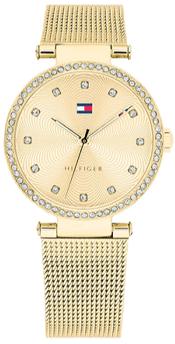 Tommy Hilfiger Lynn Quartz Gold Dial Gold Mesh Bracelet Watch For Women - 1781864