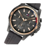 Tommy Hilfiger Mason Black Dial Black Rubber Strap Watch for Men - 1791792