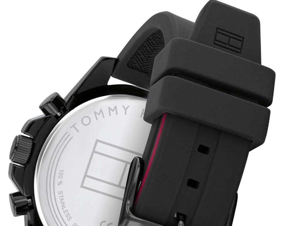 Tommy Hilfiger Mason Black Dial Black Rubber Strap Watch for Men - 1791793