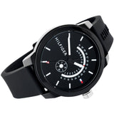 Tommy Hilfiger Denim Quartz Black Dial Black Rubber Strap Watch for Men - 1791483