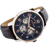 Tommy Hilfiger Keagan Chronograph Blue Dial Brown Leather Strap Watch for Men - 1791290